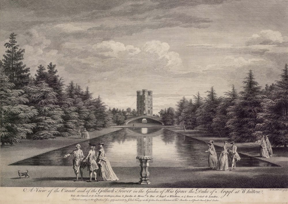 A View of the Canal and the Gothick Tower in the Garden of His Grace the Duke of Argyl at Whitton