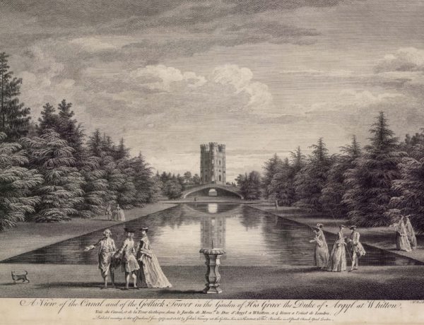 A View of the Canal and the Gothick Tower in the Garden of His Grace the Duke of Argyl at Whitton