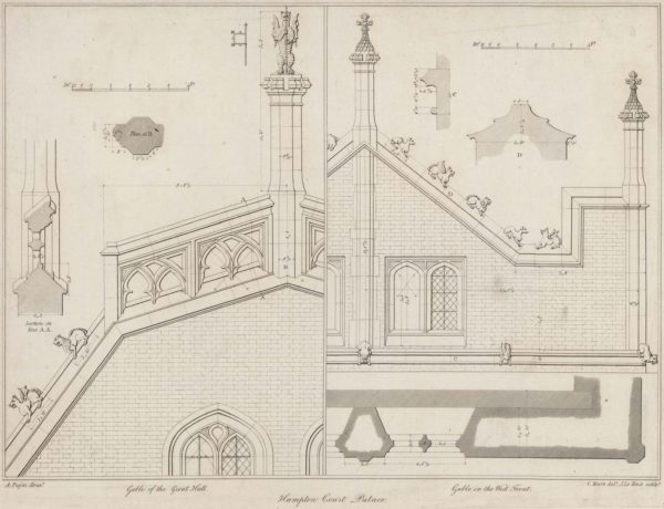 Hampton Court Palace. Gable of the Great Hall and Gable in the West Front