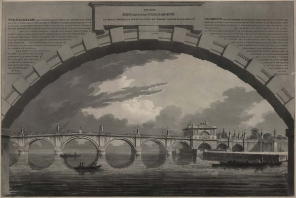 Design for a stone bridge erected across the River Thames from Brentford in Middlesex to Kew in Surrey