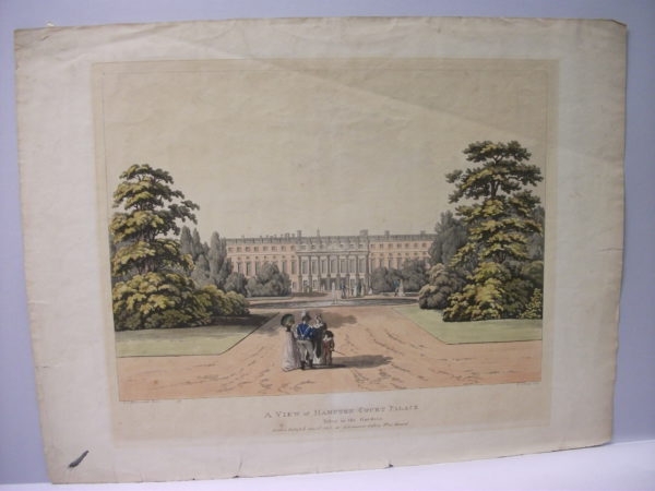 A view of Hampton Court Palace taken in the gardens
