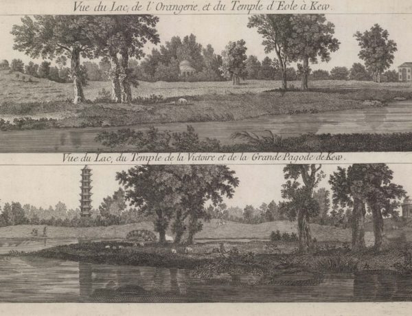 Vue du Lac, de l’Orangerie et du Temple d’Eole a Kew / Vue du Lac, du Temple de la Victoire et de la Grande Pagode de Kew