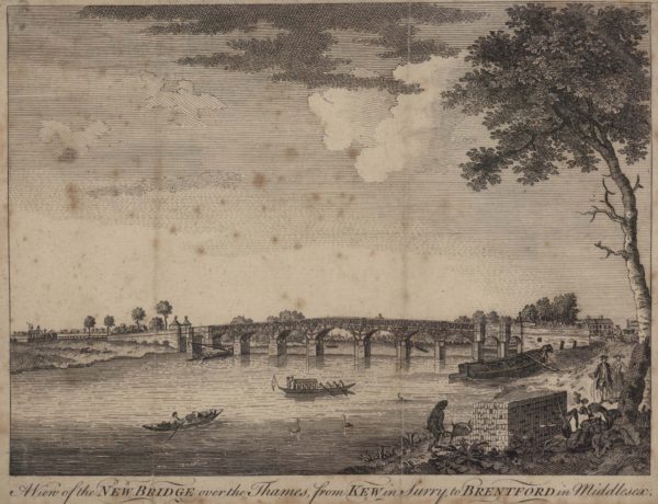 A View of the New Bridge over the Thames, from Kew in Surry to Brentford in Middlesex