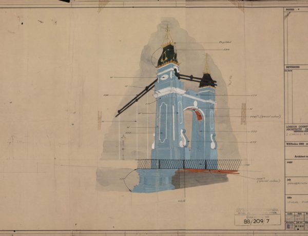 Coloured Perspective of proposed re-painting of Hammersmith Bridge from 1963