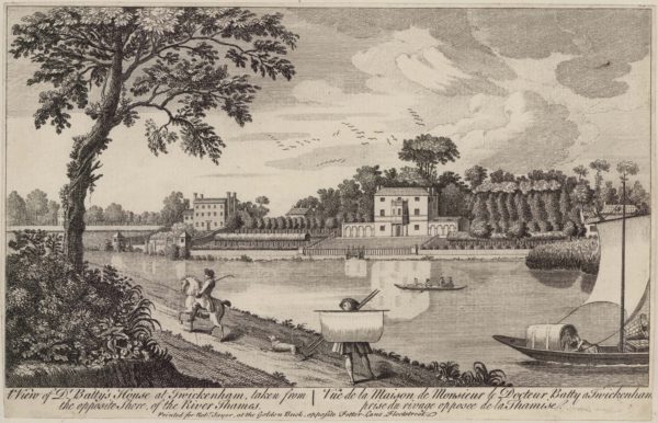 A View of Dr Batty’s House at Twickenham taken from the opposite shore of the River Thames