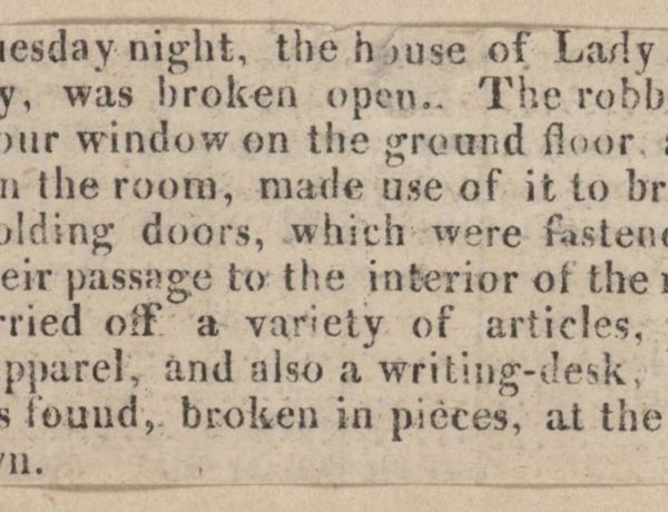 On Tuesday night, the house of Lady Chambers at Putney…