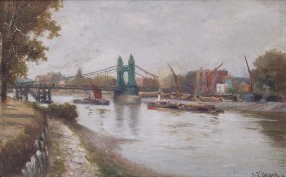 Hammersmith Bridge – the present one – post 1887 – looking from the Surrey shore