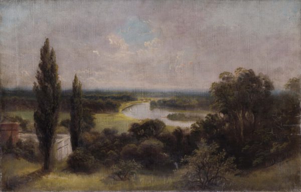 view down over Ham fields from top of Richmond Hill