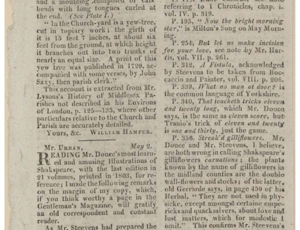 Harlington, Remarks on Douce’s Illustrations