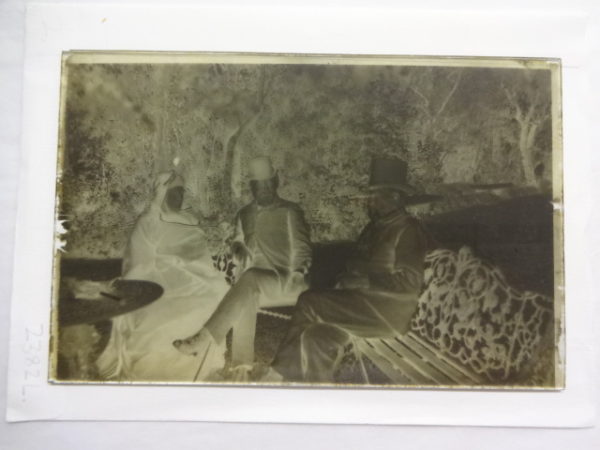 Sir Richard and Isabel Burton and another man sitting in the garden at Trieste