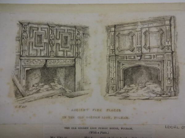 Ancient Fire Places in the Old Golden Lion, Fulham