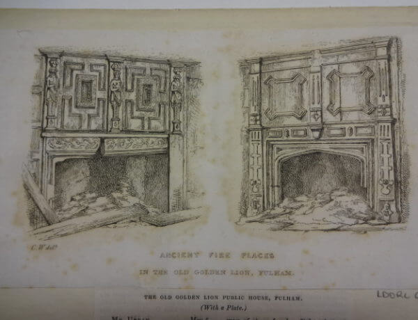 Ancient Fire Places in the Old Golden Lion, Fulham