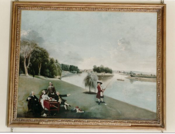 The Garricks taking tea in the Garden at Hampton