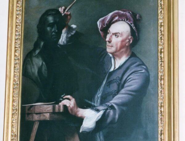 Roubiliac carving a bust of Garrick